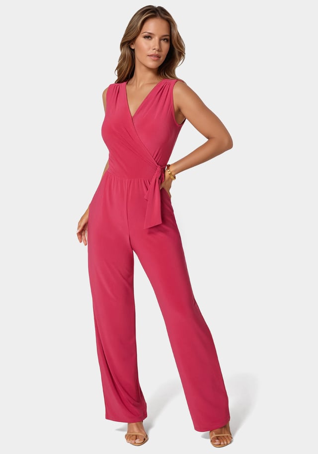 Jersey Wrap Tie Jumpsuit
