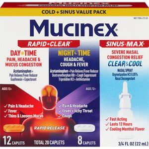 Mucinex Rapid+Clear Kit Caplets & Sinus Max Nasal Spray, 20 CT + 0.75 Fl OZ