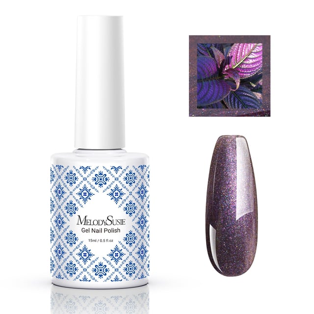 Fleurwee Gel Nail Polish Plant-based 0.5 fl oz/15ml - P60 Starry Sky Begonia Black