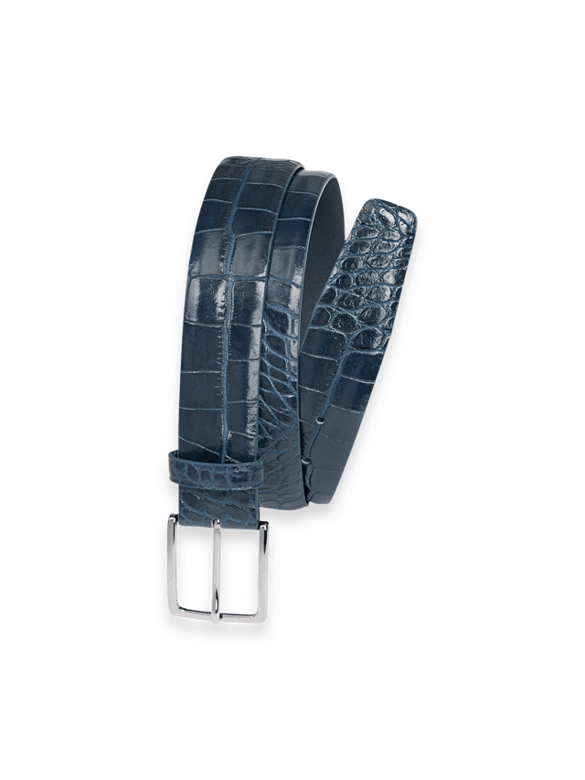 Crocodile Embossed with Changeable Buckle Belt - Blue