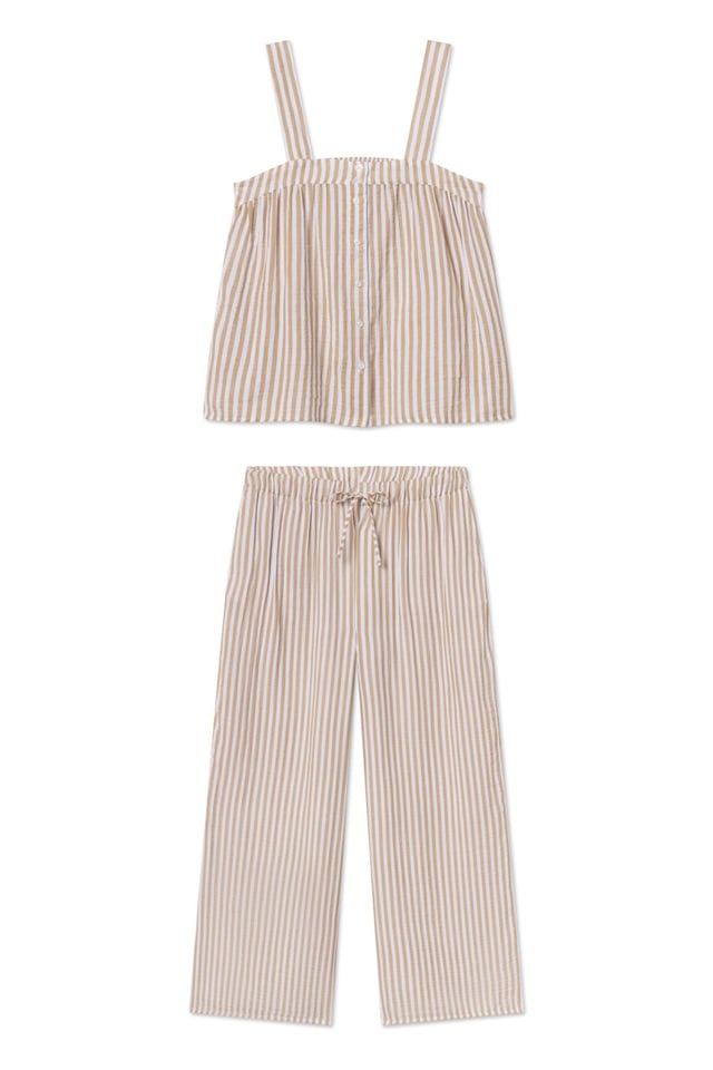 Hamptons Pants Set in Sandstone Awning Stripe