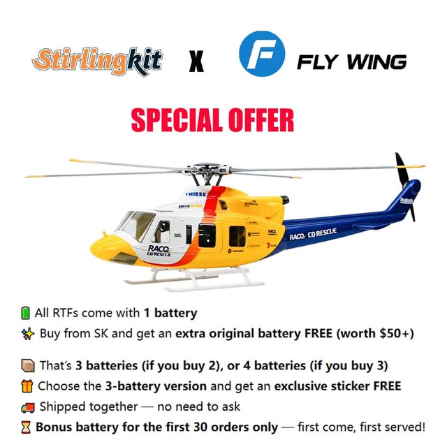 FLYWING BELL-412-V4 RC Military Rescue Helicopter 470-Class 2.4G 6CH RTF RC Airplane Model