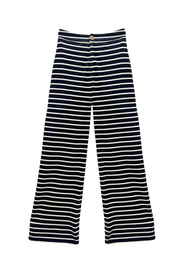 Le Culottes Full Length - Black & White Stripe Knit