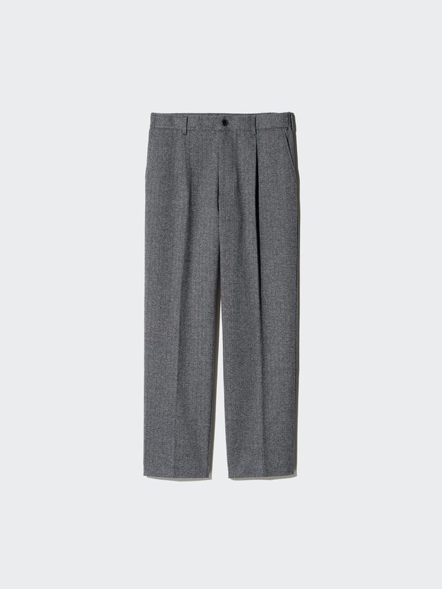 Pleated Wide Trousers (Herringbone)