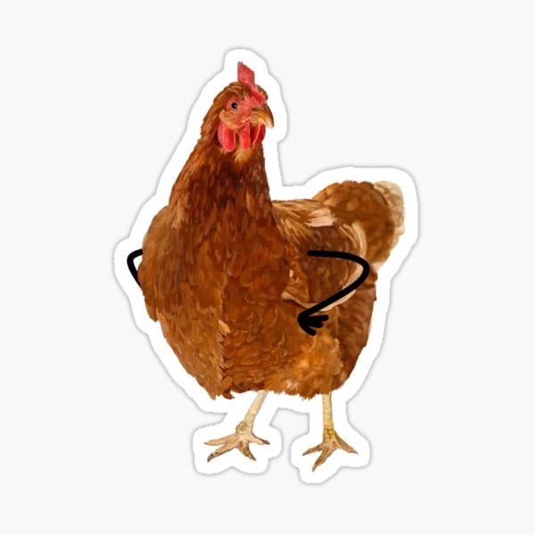 sassy rhode island red chicken with arms Sticker