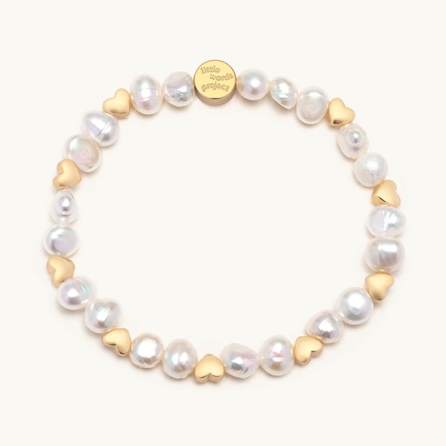 White Hearts by the Pearl Bracelet Base