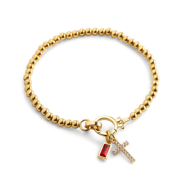 MARKETPLACE - Cross Charm Birthstone Bracelet
