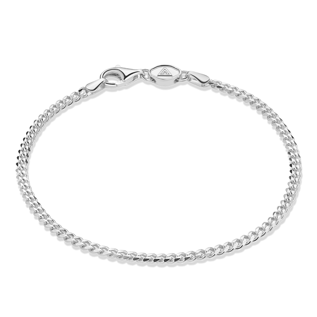 14k White Gold Curb Bracelet - 3mm