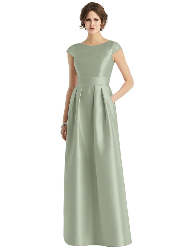Cap Sleeve Pleated Skirt Dress with Pockets