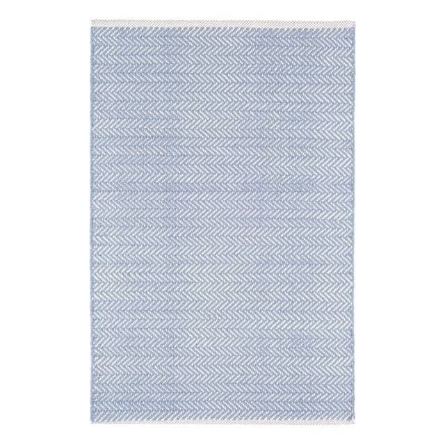 Herringbone Handwoven Cotton Rug | Swedish Blue