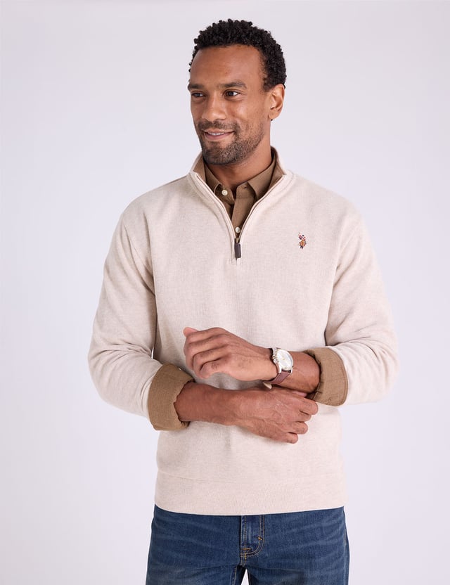 1/4 ZIP MOCK NECK FLATBACK PULLOVER