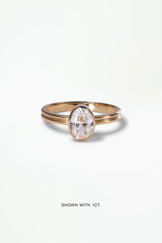 Oval Brilliant Cut Diamond Ridge Solitaire Ring