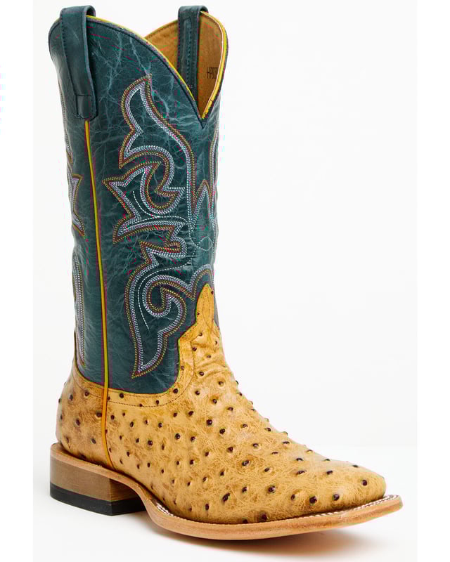 Product Name:  Horse Power Men's Saddle Ranch Ostrich Print Tall Western Boots - Broad Square Toe