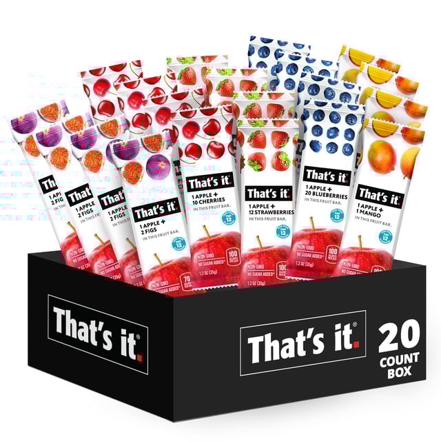 Best Sellers Fruit Bar Variety Pack - Blueberry, Cherry, Fig, Mango & Strawberry (20 Bars)