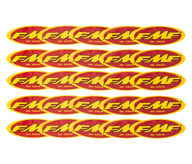 FMF 5" OVAL STICKER (YEL/RED) (25 PACK) 012482