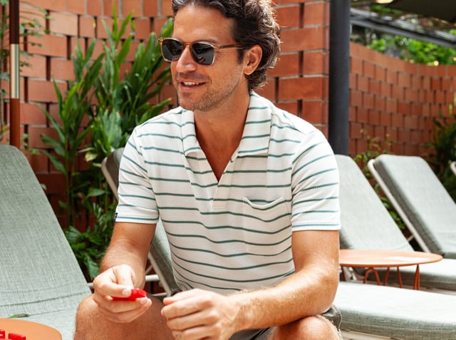 The Monty Short Sleeve Polo - Cream Stripe