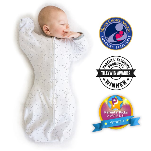 Amazing Baby - Transitional Swaddle Sack  - Arms Up 1/2-Length Sleeves & Mitten Cuffs, Sterling Confetti