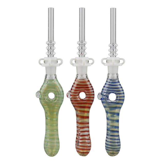 Glass Donut Dab Straw 10mm Quartz Tip