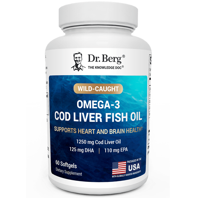 Wild-Caught Omega-3 Cod Liver Fish Oil DHA EPA – 60 Softgels
