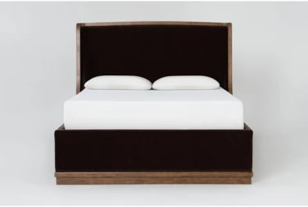 Estate California King Brown Wood Upholstered Wingback Shelter Bed By Nate Berkus + Jeremiah Brent