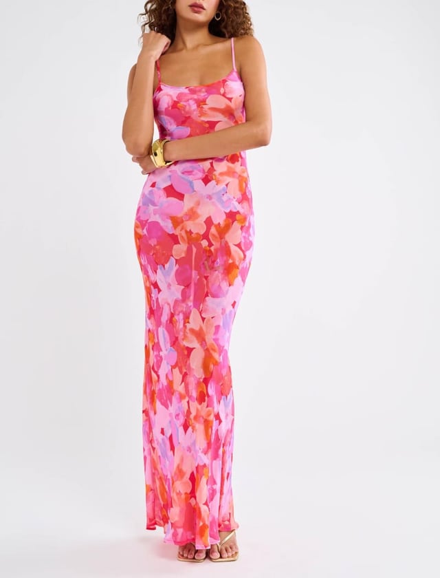 Vintage Slip Maxi Dress | Watercolor Pansy