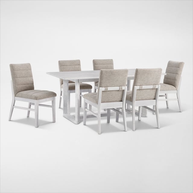 Boca Solid Wood Dining Table and 6 Upholstered Dining Chairs