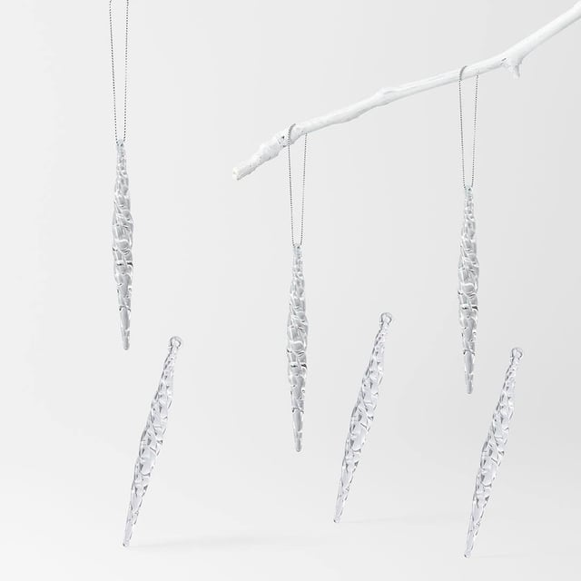 Glass Swirl Icicle Decoration Set Of 6