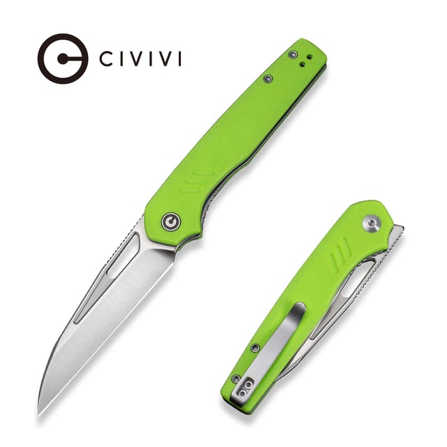 CIVIVI Guile Front Flipper & Thumb Hole Knife Fluorescent Green G10 Handle (3.25" Satin Finished 14C28N Blade) C24062B-2