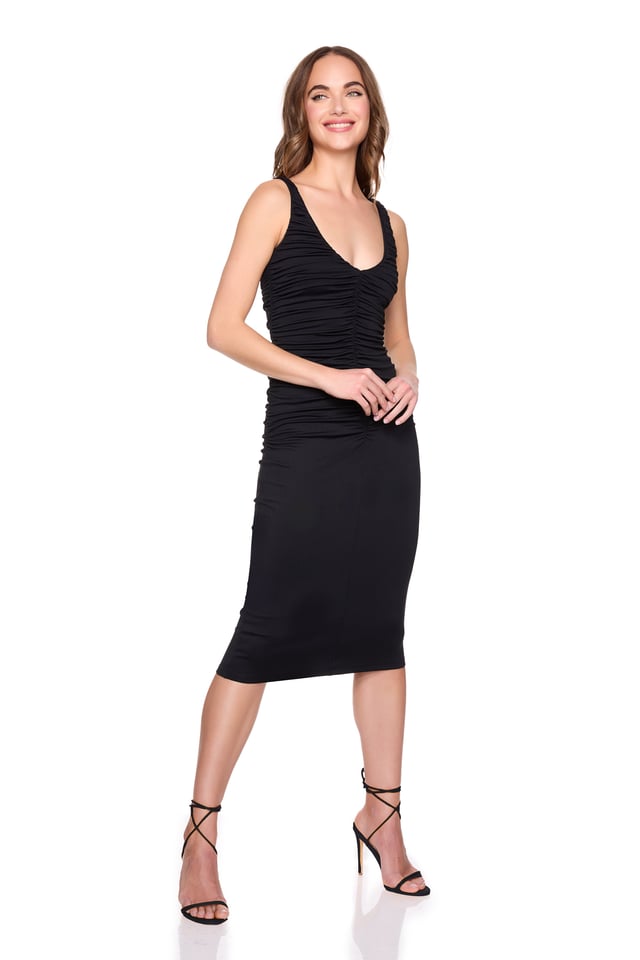 gathered scooped dress