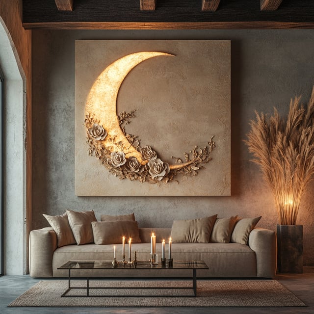 Moon Blossoms V4 - A Tranquil Floral Canvas for a Dreamy Space