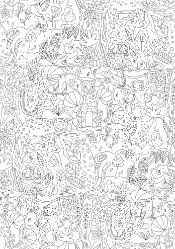 Coloring page for children and adults. Black and white outline...