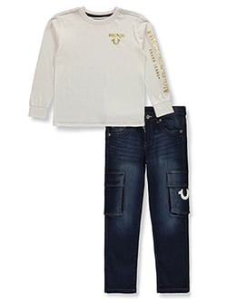 True Religion Boys' 2-Piece Cargo Jeans Set Outfit