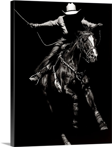 Scratchboard Rodeo III Stretched Canvas Print