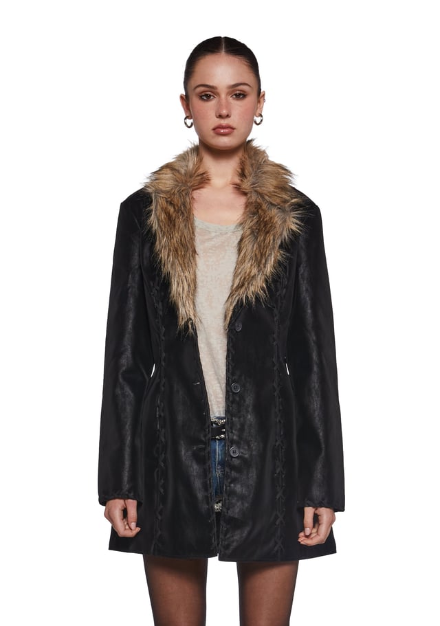 Pose Away Vegan Leather Coat