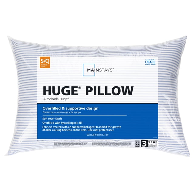 Mainstays Huge Overfilled Bed Pillow, Standard/Queen
