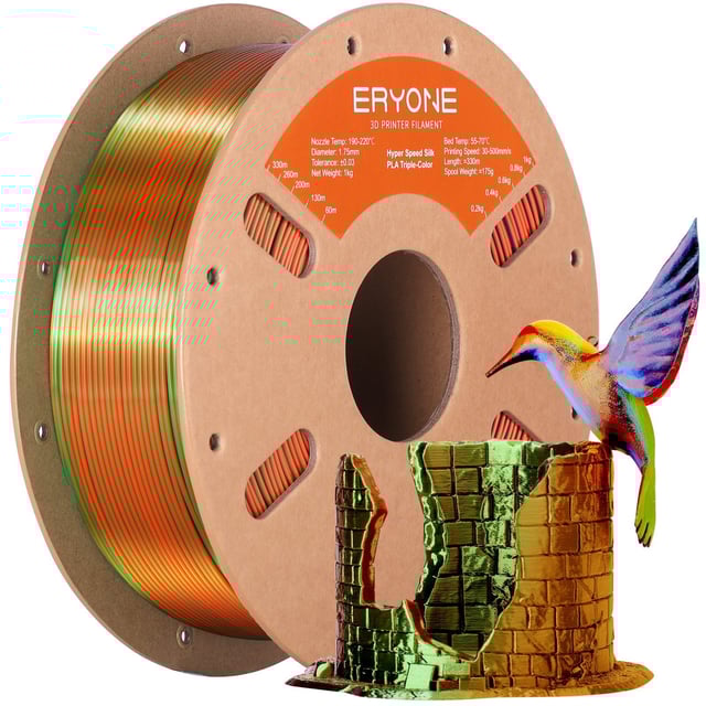 (Bundle Sale)PLA Silk High-Speed Triple-Color Filament ，1kg  (MOQ:10 Rolls,Mixable )