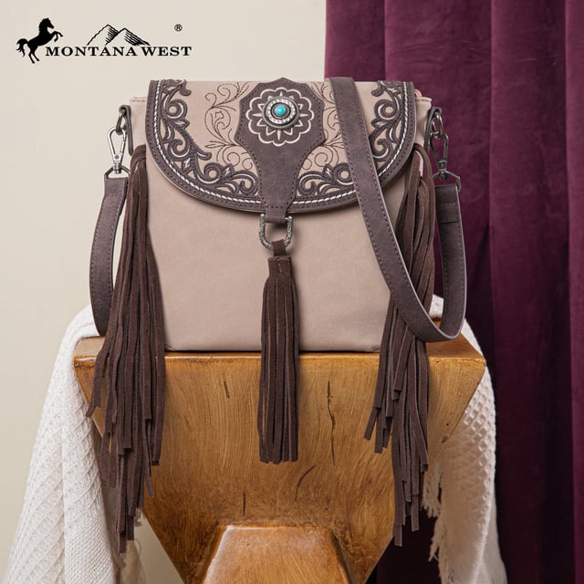 MW1307-8360 Montana West Concho Embroidered Concho Collection Saddle Bag/Crossbody