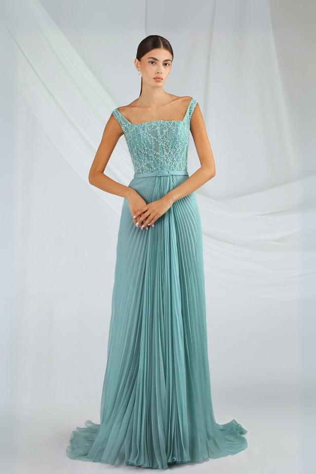 Teal Sweetheart Evening Gown