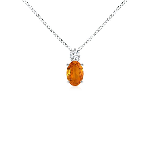 Oval Orange Sapphire Solitaire Pendant with Diamond