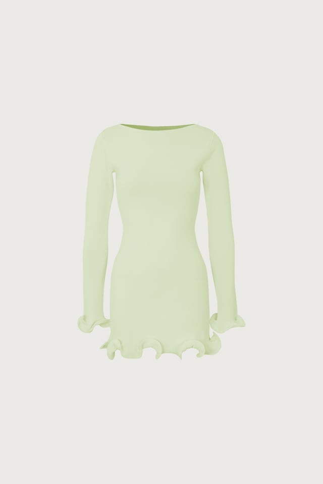 Ruffle Hem Mini Dress (Mint)