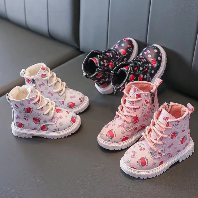 Sweet Strawberry Fleece Martin Boots