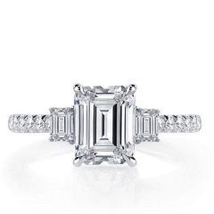 Italo Emerald Three Stone Created White Sapphire Engagement Ring