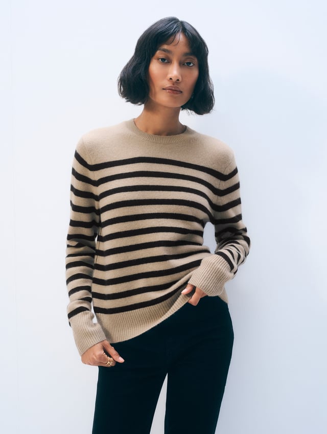 Cashmere Striped Crewneck