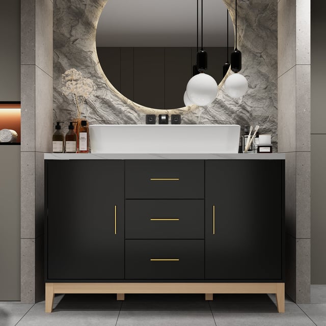 Free Standing Single Bathroom Vanity with Manufactured Wood Top