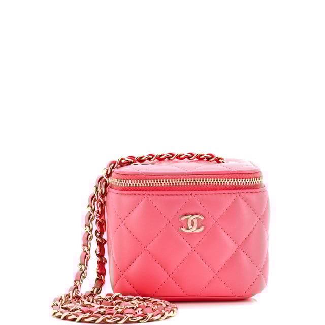 Classic Vanity Case with Chain Quilted Lambskin Mini