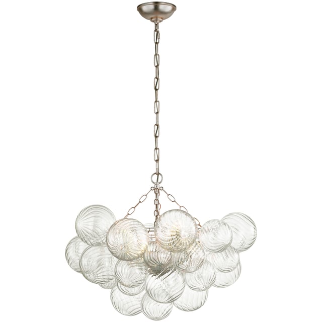 Visual Comfort Signature Collection Julie Neill Talia LED 29.25 inch Burnished Silver Leaf and Clear Swirled Glass Chandelier Ceiling Light, Medium JN5111BSL/CG - Open Box
