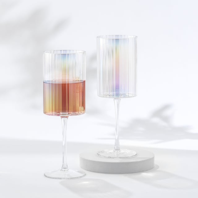 Christian Siriano New York Chroma Iridescent Red Wine Glass Set