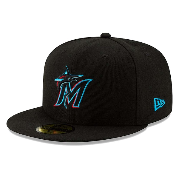 Men's Miami Marlins New Era Black On-Field Authentic Collection 59FIFTY Fitted Hat