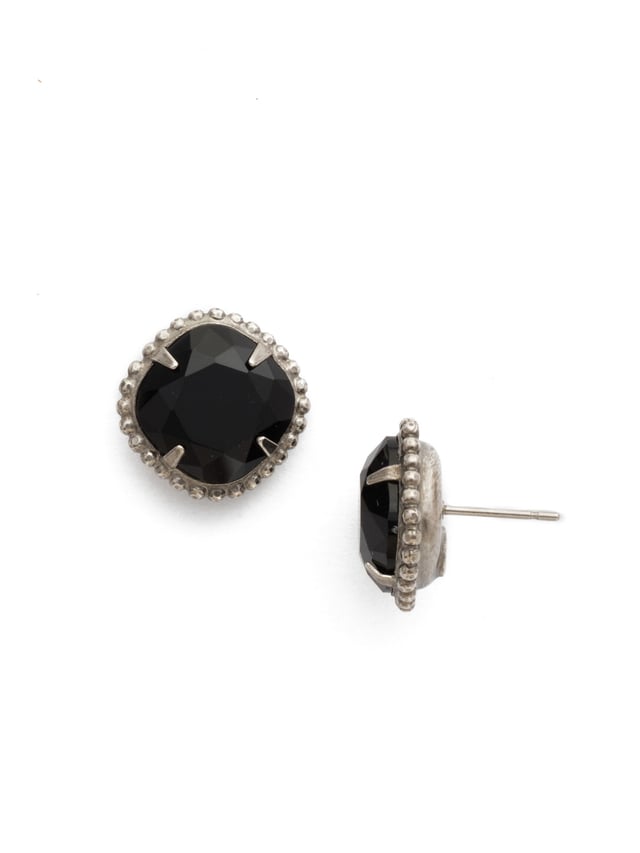 Cushion-Cut Solitaire Stud Earrings - EBX10ASJET