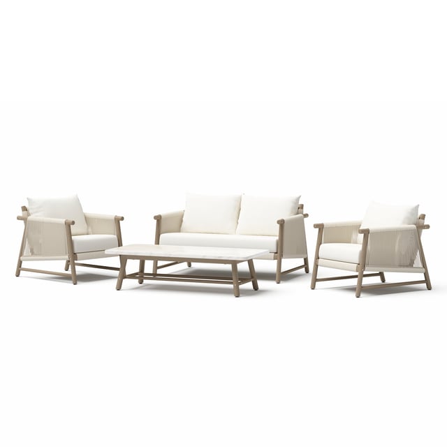 Naomie 4 Piece Acacia Seating Group With Rope Wicker